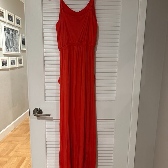Gap Vibrant Red Drapey Pocket Maxi Dress - Petite XS - Pockets - Picture 2 of 6